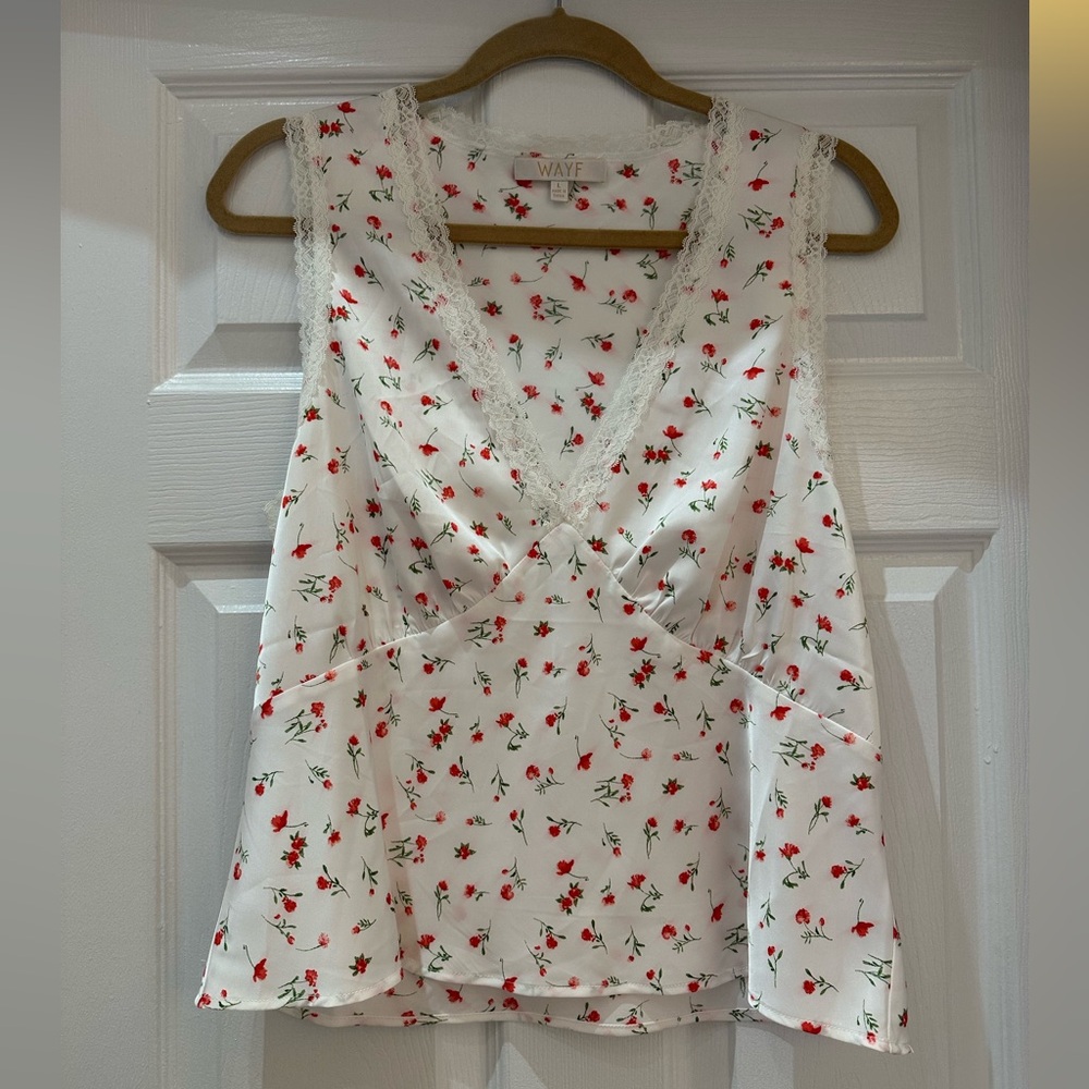 WAYF Floral Lace Trim Tank size L
